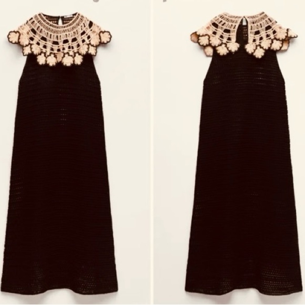 NWT Zara Limited Edition Black Crochet Dress with gold Accents XS/S - Picture 3 of 9